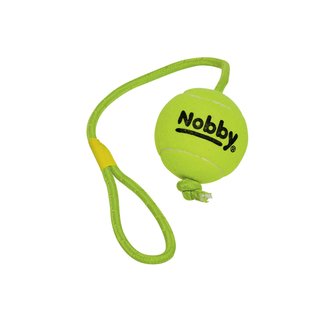 Tennisball mit Wurfschlaufe f&uuml;r Hunde