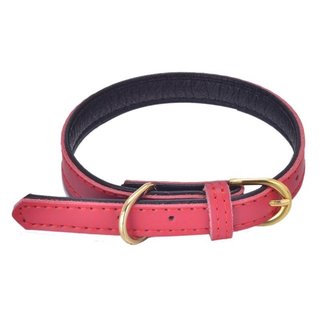 Edles, verstellbares Lederhalsband für Hunde Rot L