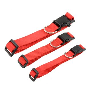 Nylonhalsband für Hunde in 4 Größen und 3 Farben / Hundehalsband Halsband Hund Rot S